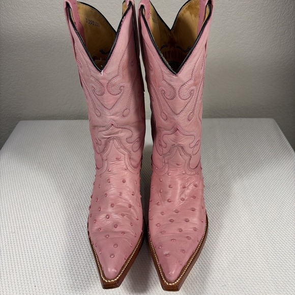 Los Altos Versace Square Toe Ostrich Pink Wide Cowboy Western Boots Size 5 - Picture 2 of 10